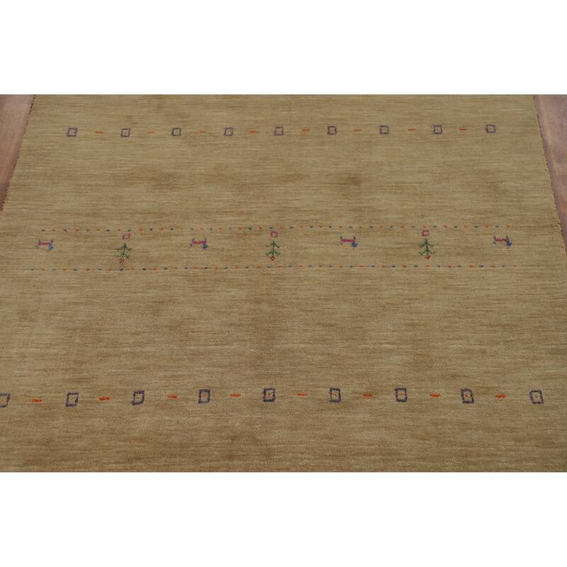 Hand Knotted Oriental 100% Wool Carpet Tribal Animal Pictorial Brown Gabbeh Area Rug - 7' 9'' X 4' 10''