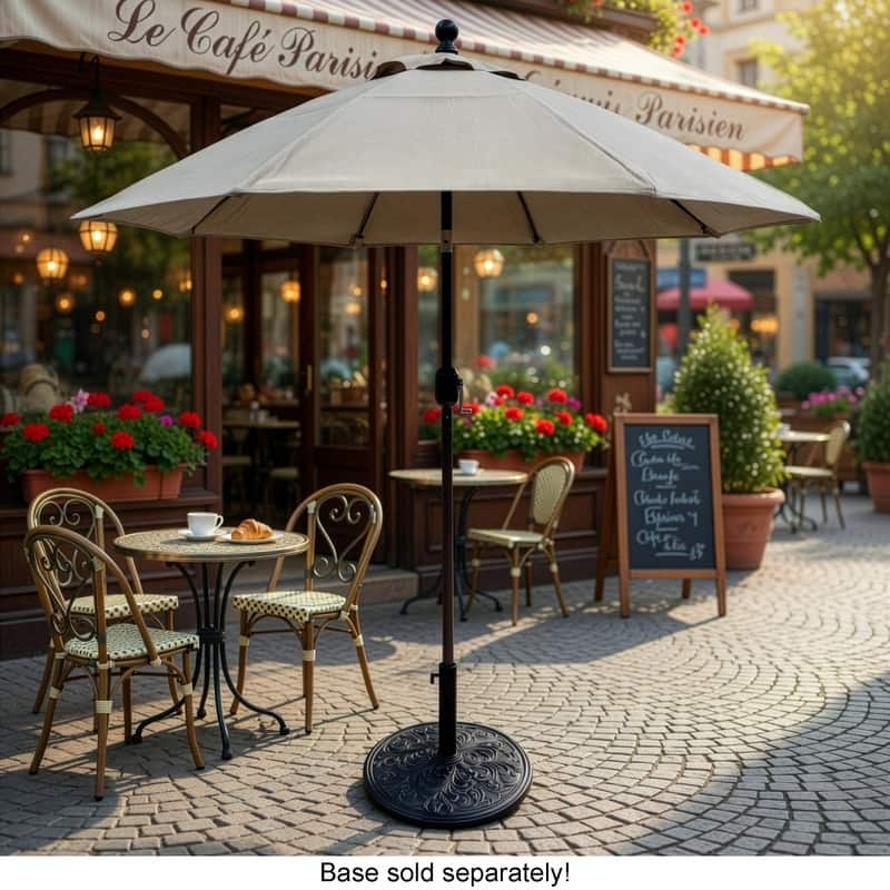 Tropishade 7.5' Market Umbrella with Sunbrella 7765 Ant Brass Rib