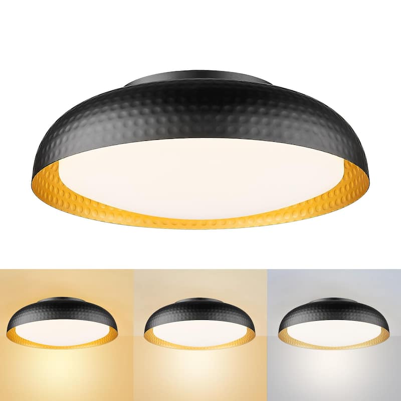12W LED Flush Mount Ceiling Light Hammered Metal Shade