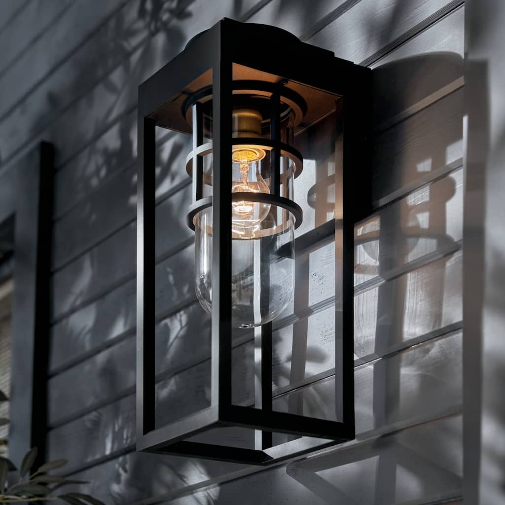 Kichler Lighting Hone 18 in. 1-Light Textured Black Outdoor Wall Sconce