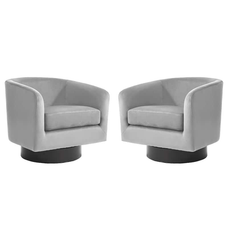 UIXE Set of 2 Swivel Barrel Accent Chair Velvet Armchair For Living Room