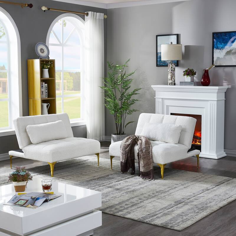 Convertible Sofa Bed with Teddy Fabric, Freely Configurable Sections