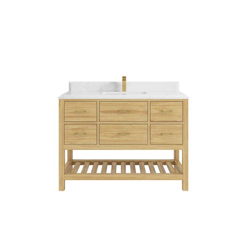 Willow Collections 48 in. W x 22 in. D Parker Solid Teak Single Sink Bathroom Vanity with Countertop