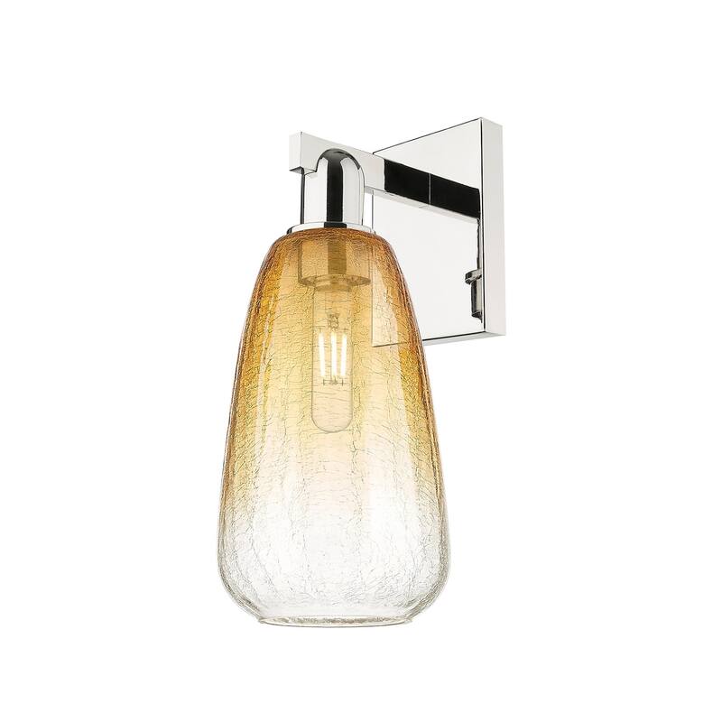 Innovations Lighting 716-1W-11-8 Brookhaven Almond Sconce Brookhaven - Polished Nickel / Amber