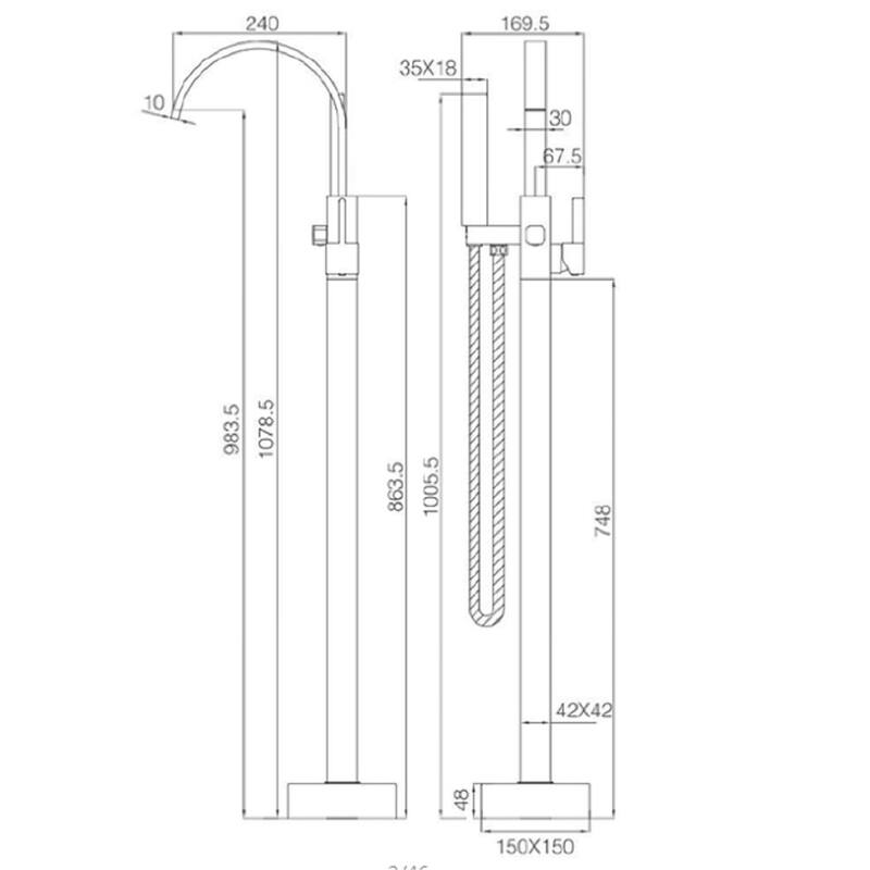 Single Handle Floor Mounted Freestanding Tub Faucet