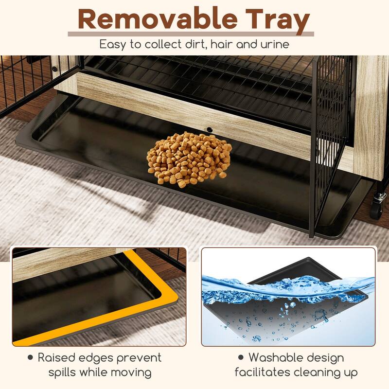 Gymax Dog Crate Furniture Industrial Dog Kennel w/ Flip-up Top