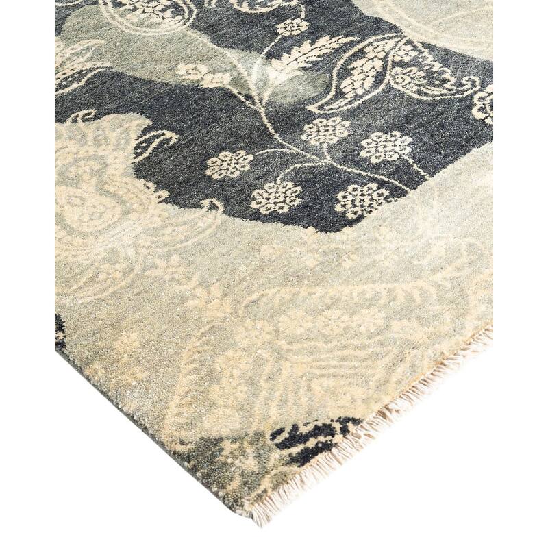 Ikat One-of-a-Kind Hand-Knotted Area Rug - Gray, 9' 0" x 12' 1" - 9' 0" x 12' 1"