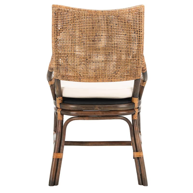 SAFAVIEH Azrielle Coastal Rattan Cushion Chair - 22" W x 24" L x 37" H - 22"W x 24"D x 37"H