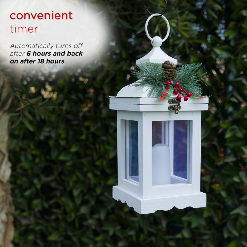 Alpine Corporation Metal and Glass Lantern with Warm LED Light Faux Candle