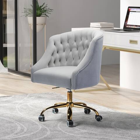 Modern Velvet Tufted Office Chair with Gold Metal Base by HULALA HOME