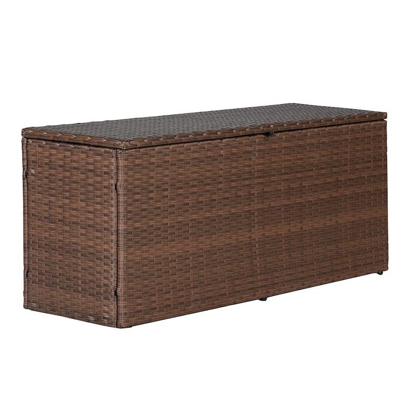 happimess Nino 47.24" Modern Minimalist Outdoor Faux Wicker Deck and Patio Storage Box