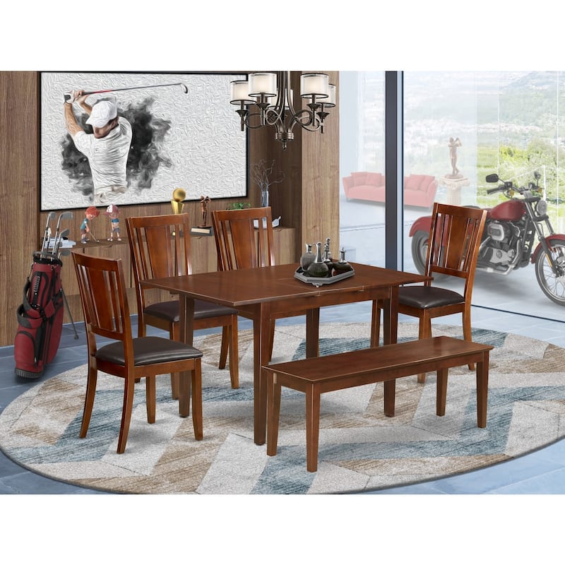 Modern Dinette Set - Table with Leaf & Kitchen Chairs - Small Space Dining Room Furniture