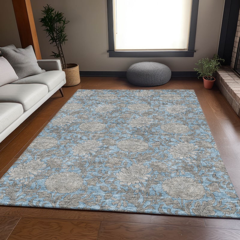 Premium Washable Super Soft Floral Mayfield Rug - Blue - 5' x 7' 6" - Rectangle