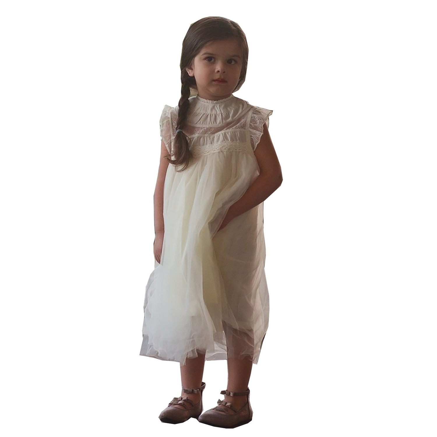 ivory smocked flower girl dress