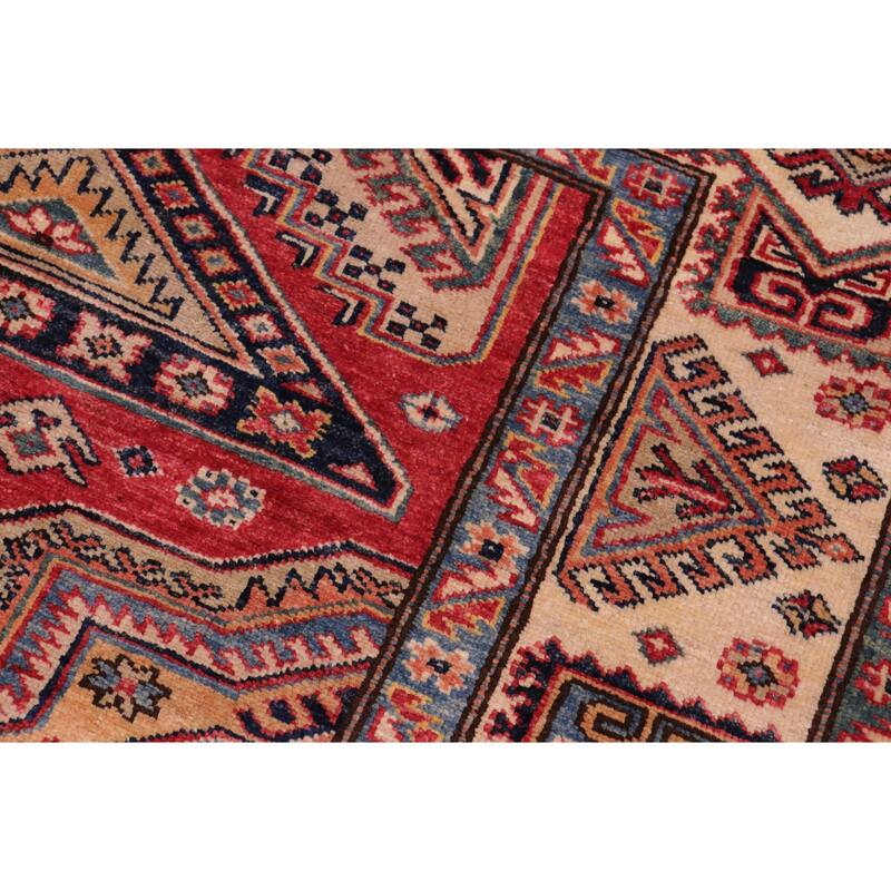 Tribal Super Kazak Alessandra Red/Natural Hand Knotted Wool Rug - 5'11'' x 7'4''