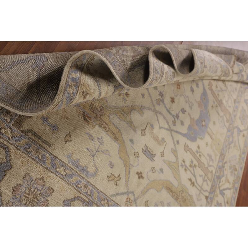 Beige Oushak Oriental Area Rug Handmade Wool Carpet - 7'11"x 9'0"