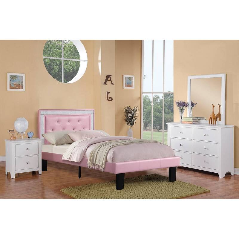 Modern Bedroom Nightstand,2 Drawers Bed Side Table Rubberwood