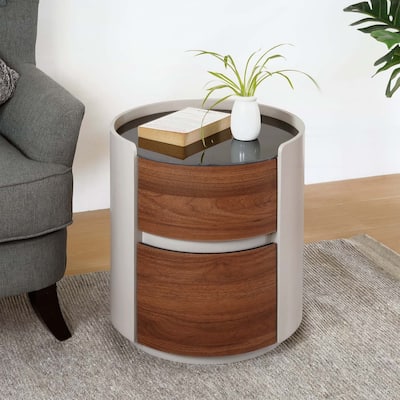 Retro Double Storage Round Side Table for Versatile Home Decor