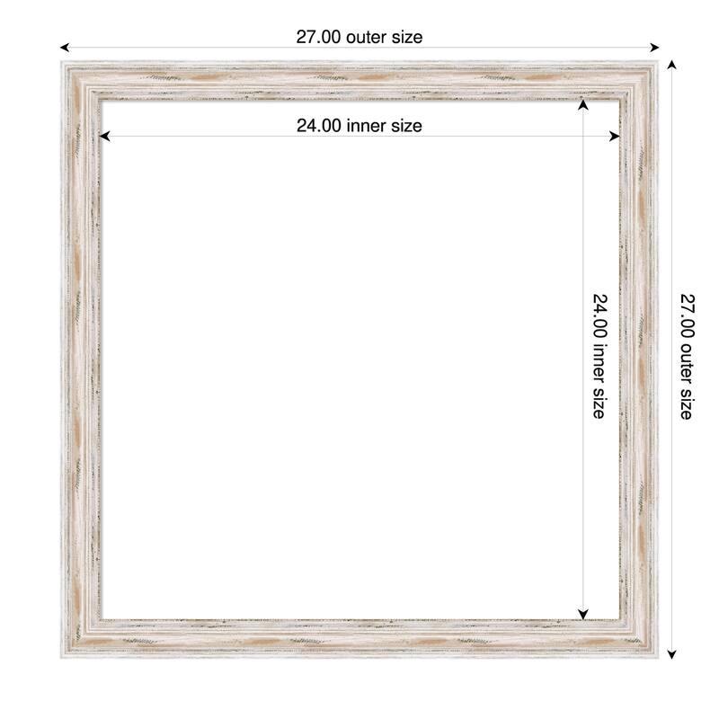 Amanti Art Alexandria White Wash Narrow Framed Dry Erase Magnetic Board - 27 x 27 in