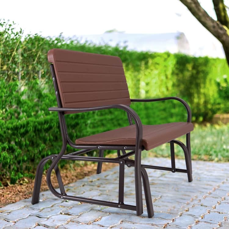 Outdoor Patio Steel Swing Bench Loveseat - 46.5" x 28.7" x 34.6" (L x W x H)