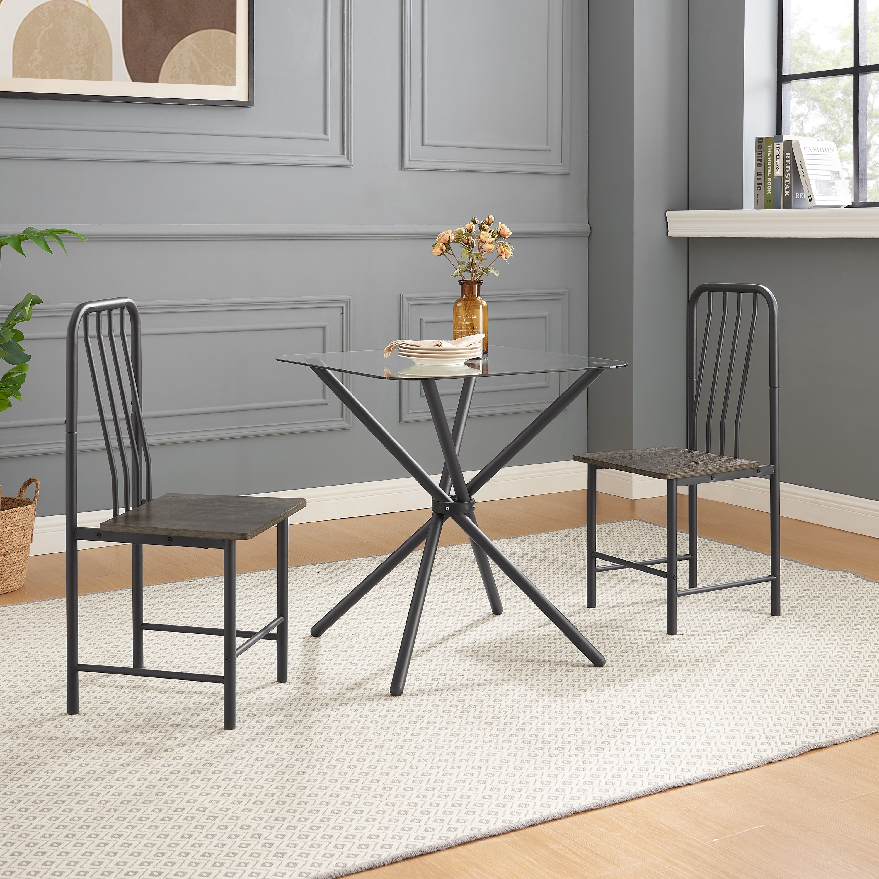 3 piece glass dining set clearance