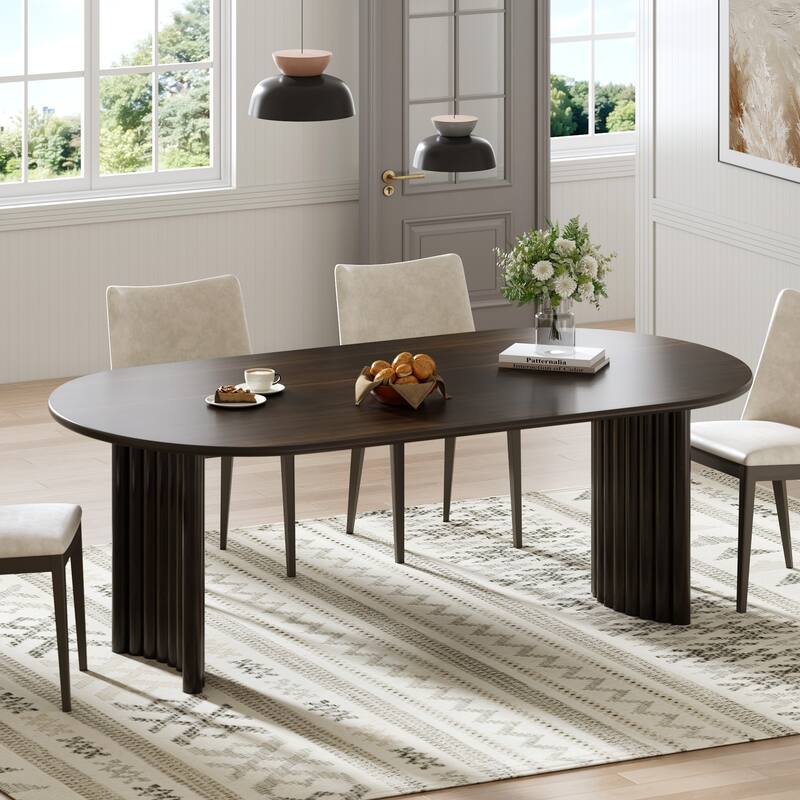Dovelina 30"H Oval Wood Double Pedestal Dining Table Seats 6 - 67*33.5