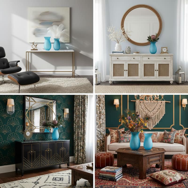 Aria Home Fluorine Frosted Tulip Glass Vase Set of 2 Table Décor