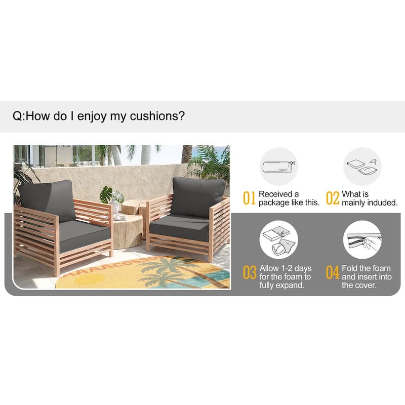 24"x24"x5"Waterproof Outdoor Deep Seat Cushion Set for Patio Furniture