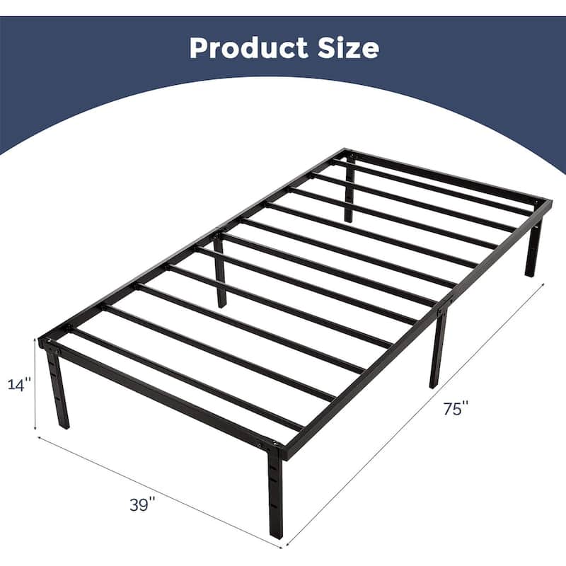 Twin Size Metal Bed Frame Platform Bed / Heavy Duty/ Solid Metal Slat / No Box Spring Needed, Twin Bed Frame