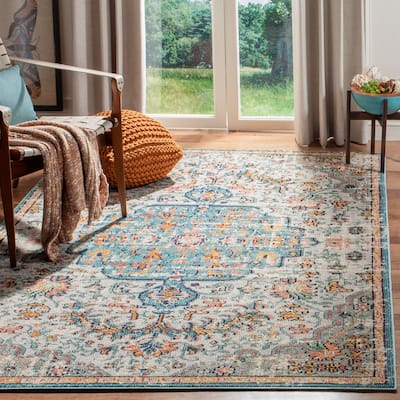 SAFAVIEH Madison Sabire Boho Medallion Distressed Rug - Grey/Light Blue - 5' 3" x 7' 6"