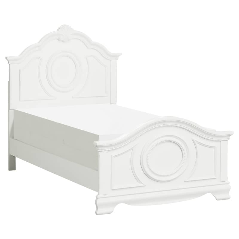 Twin Size Wood Panel Bed with Traditional Design and Bead Molding Detailing