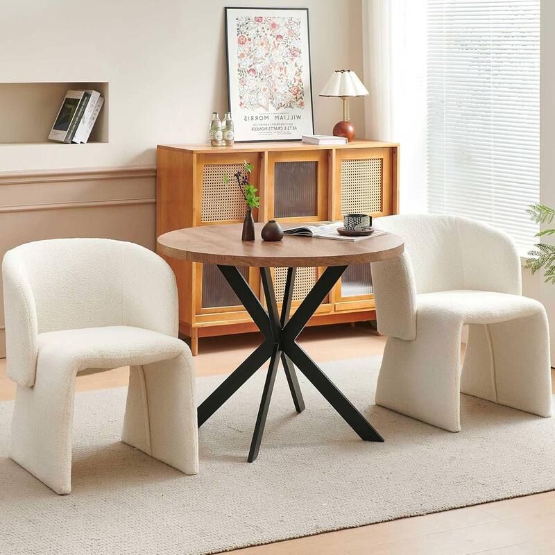 Howtai Barrel Dining Sofa Chairs Upholstered-Fully Wrapped