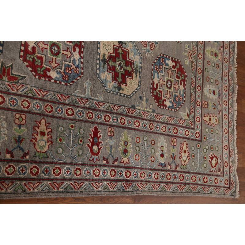 All-Over Gray Kazak Oriental Area Rug Handmade Wool Carpet - 8'5"x 11'0"