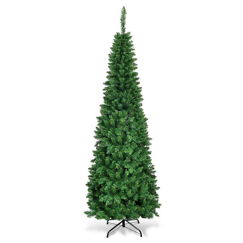Slim Prelit Christmas Tree with LED Lights Ideal for Narrow Spaces