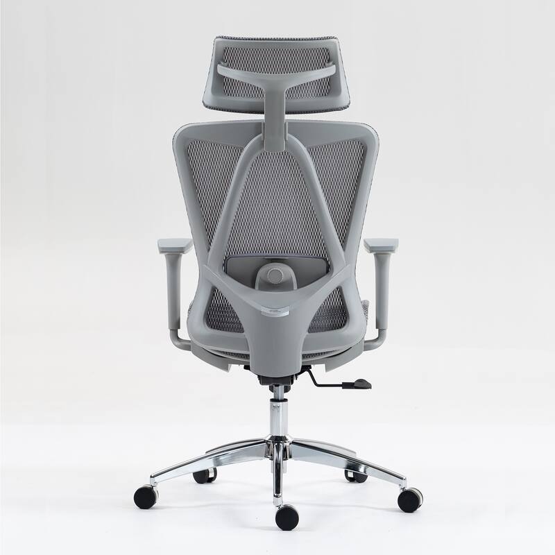 Modern High-Back Mesh Office Chair with Height-Adjustable Headrest, Lumbar Support and Reclining Backrest