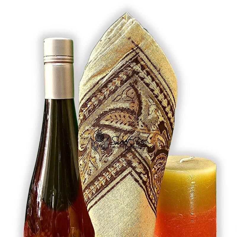 Lush Floral Block Print Vegetable Dye Cotton Table Linen Collection