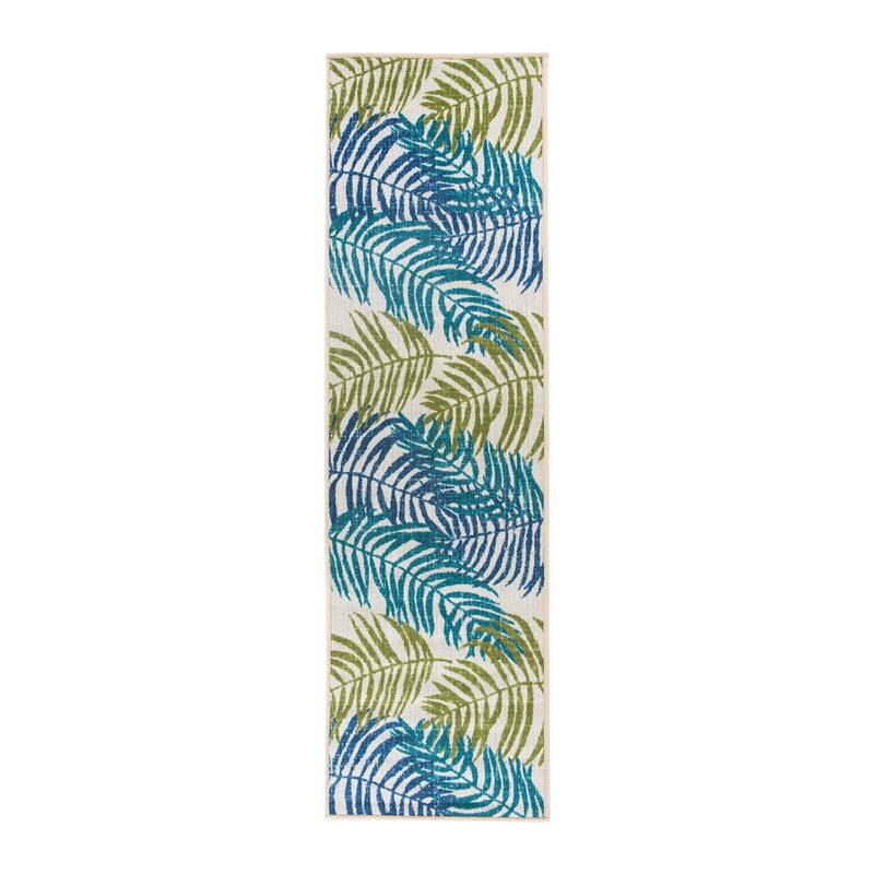 Floral Leaves Flatweave Indoor/Outdoor Area Rug