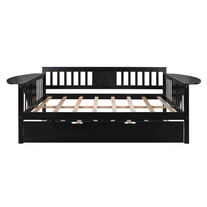 Wooden Daybed with Trundle Bed, Sofa Bed for Bedroom or Living Room