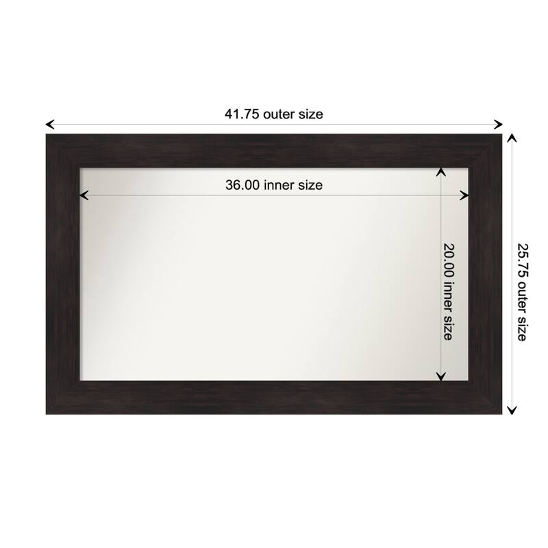 Furniture Espresso Framed Non-Beveled Custom Wall Mirror, Bathroom Vanity Mirror - Outer Size: 41.75 x 25.75