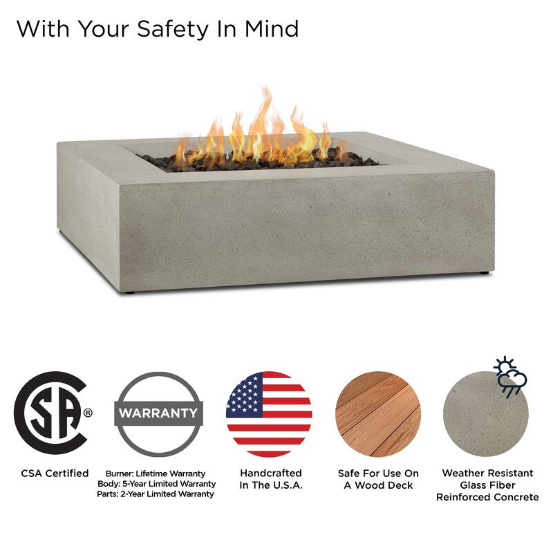 Emery 42.5" Square Propane Fire Table in Flint