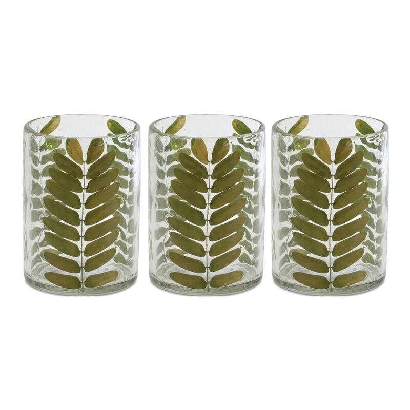 Dried Leaf Glass Candle Holder (Set of 3)