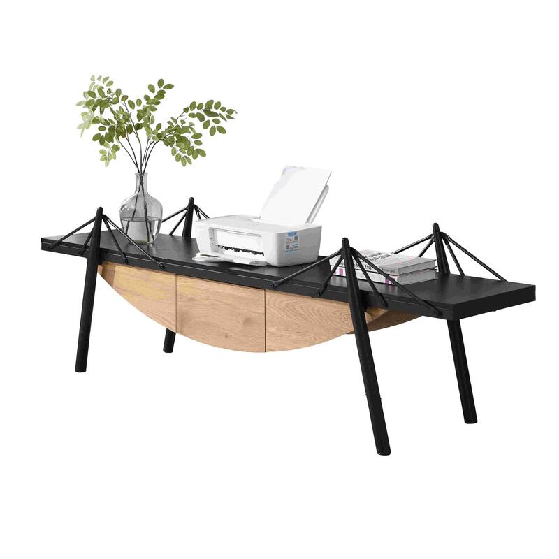 Modern TV Stand with Sailboat-Inspired, Wood Entertainment Console Table Storage Table with Drawer and Metal Frame