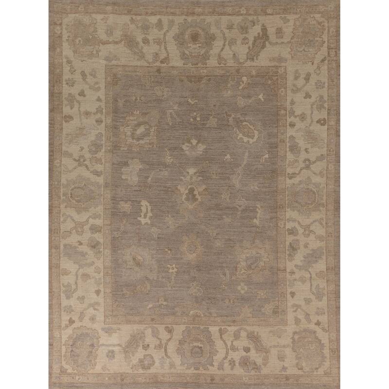 All-Over Vegetable Dye Oushak Area Rug Hand-Knotted Wool Carpet - 8'1" x 9'7"