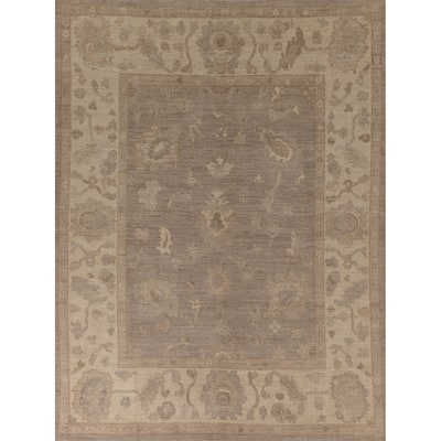 All-Over Vegetable Dye Oushak Area Rug Hand-Knotted Wool Carpet - 8'1" x 9'7"