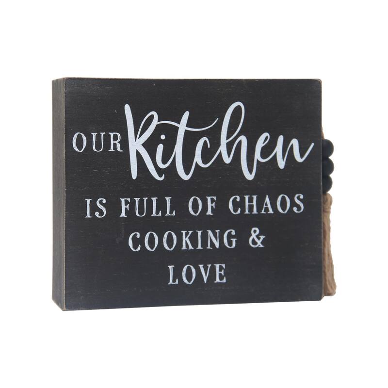 Kitchen Sign Tabletop Decor with Wooden Beads and Tassels