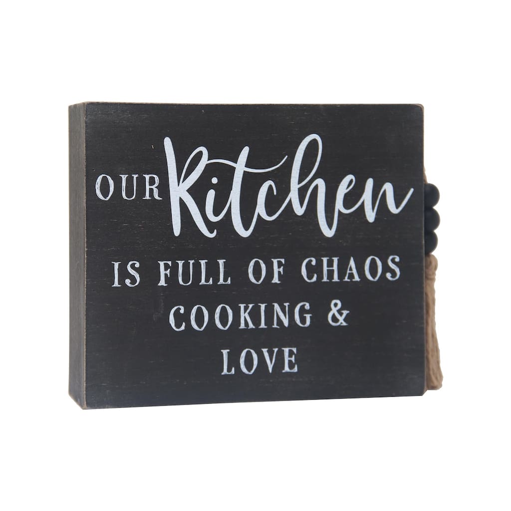 Kitchen Sign Tabletop Decor with Wooden Beads and Tassels