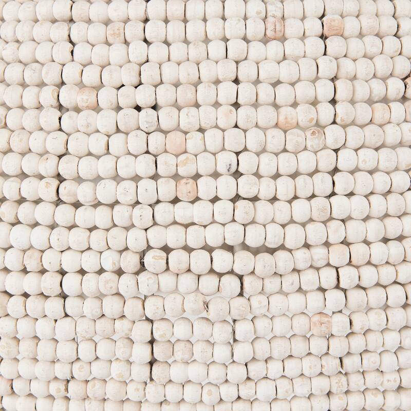 Theta White-Washed Beaded 3 Bulb Oval Chandelier