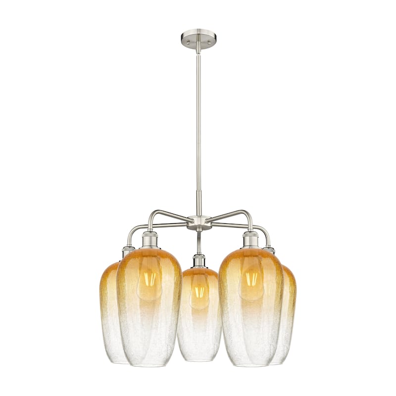 Innovations Lighting Endless Possibilities Ballston - Brookhaven Flute - 5 Light 26" Stem Hung Chandelier - Satin Nickel/Amber