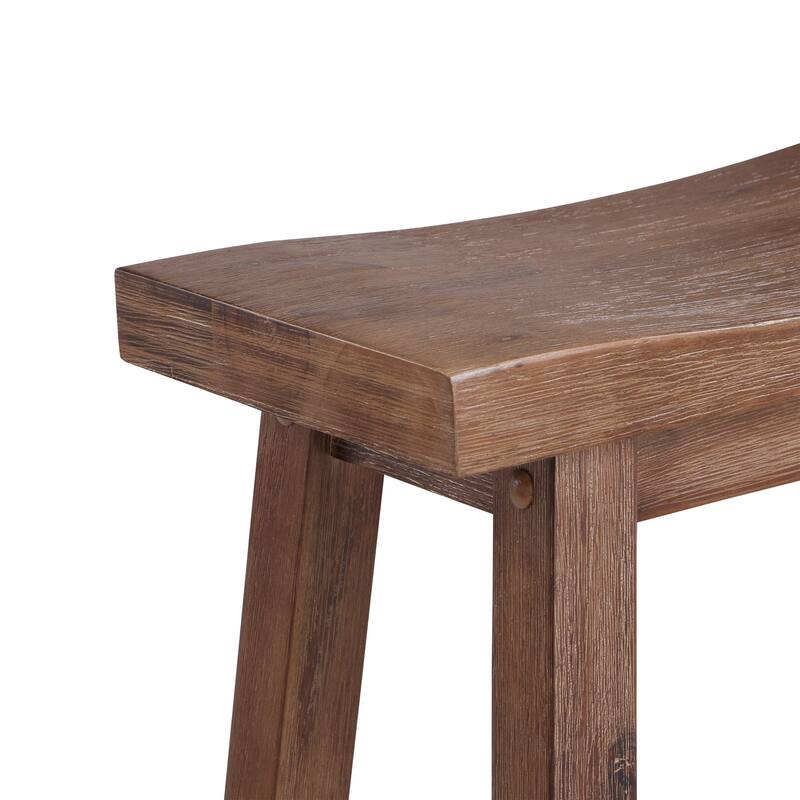 Wooden Frame Saddle Seat Counter Height Stool with Angled Legs, Gray