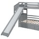 preview thumbnail 15 of 32, Gray Twin Over Twin Bunk Bed with Slide, Drawers, Storage, and Desk for Kids